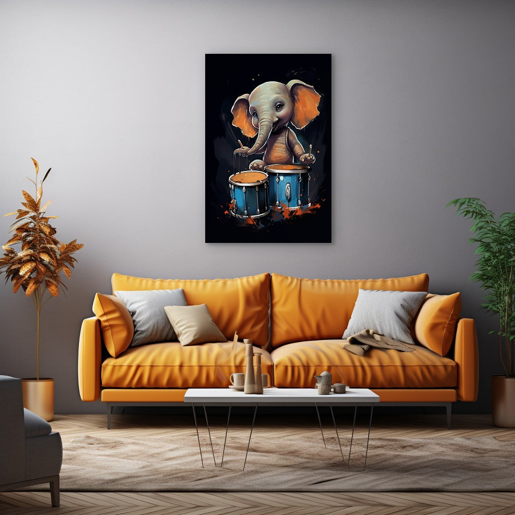 The Drumming Elephant Wall Art