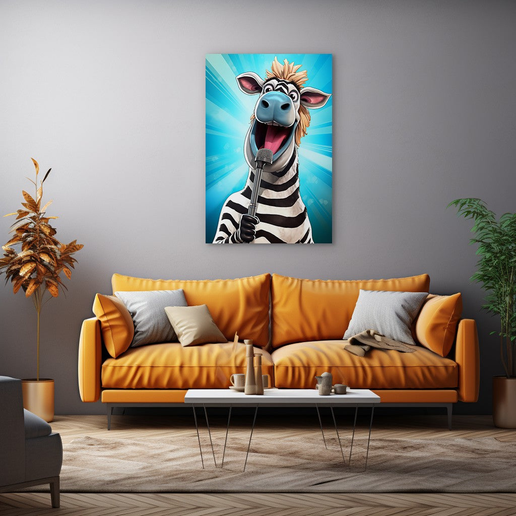The Singing Zebra Funny Wall Art
