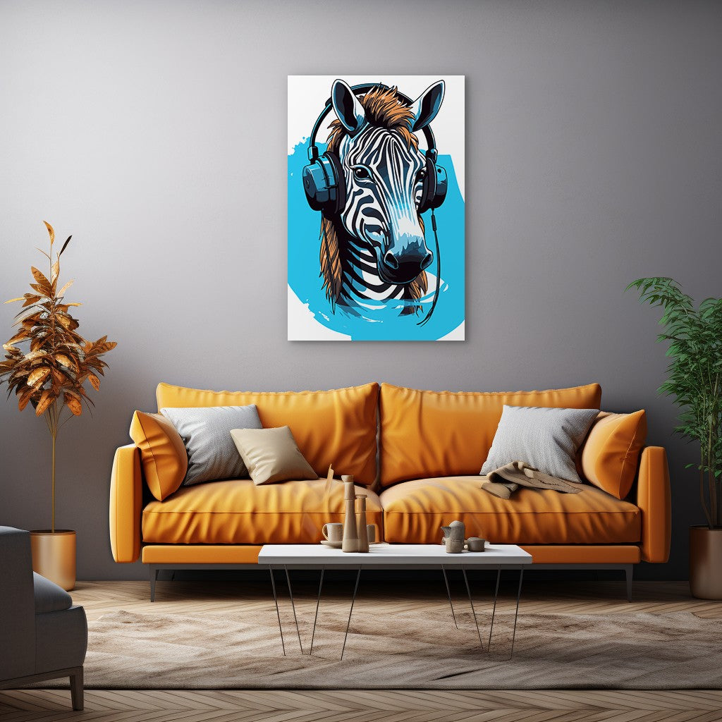 Zebra Listening To Music Wall Art