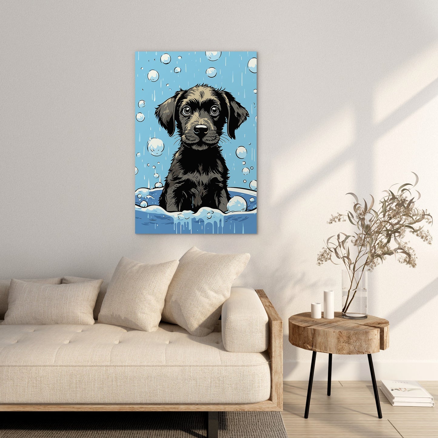 Cute Puppy Enjoys Bath Wall Art