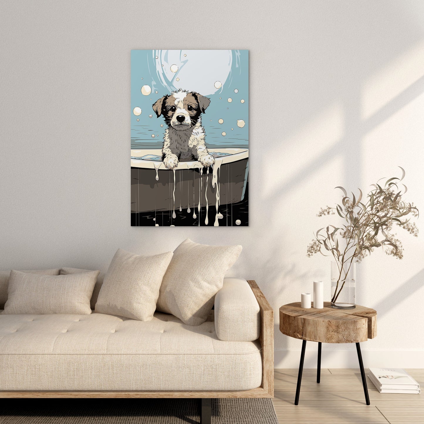 Puppy in Bathtub Wall Art