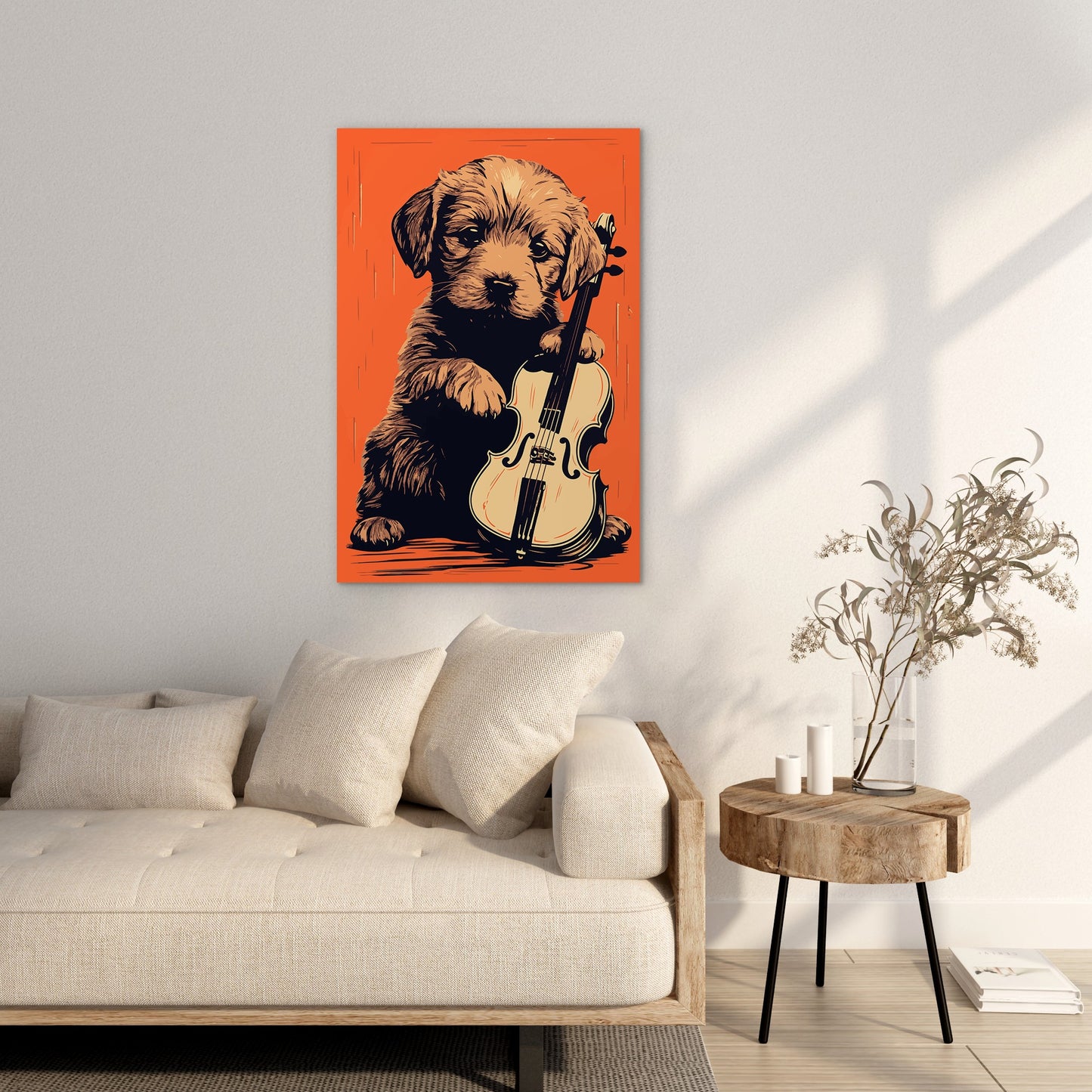 Puppy Playing Violin Wall Art