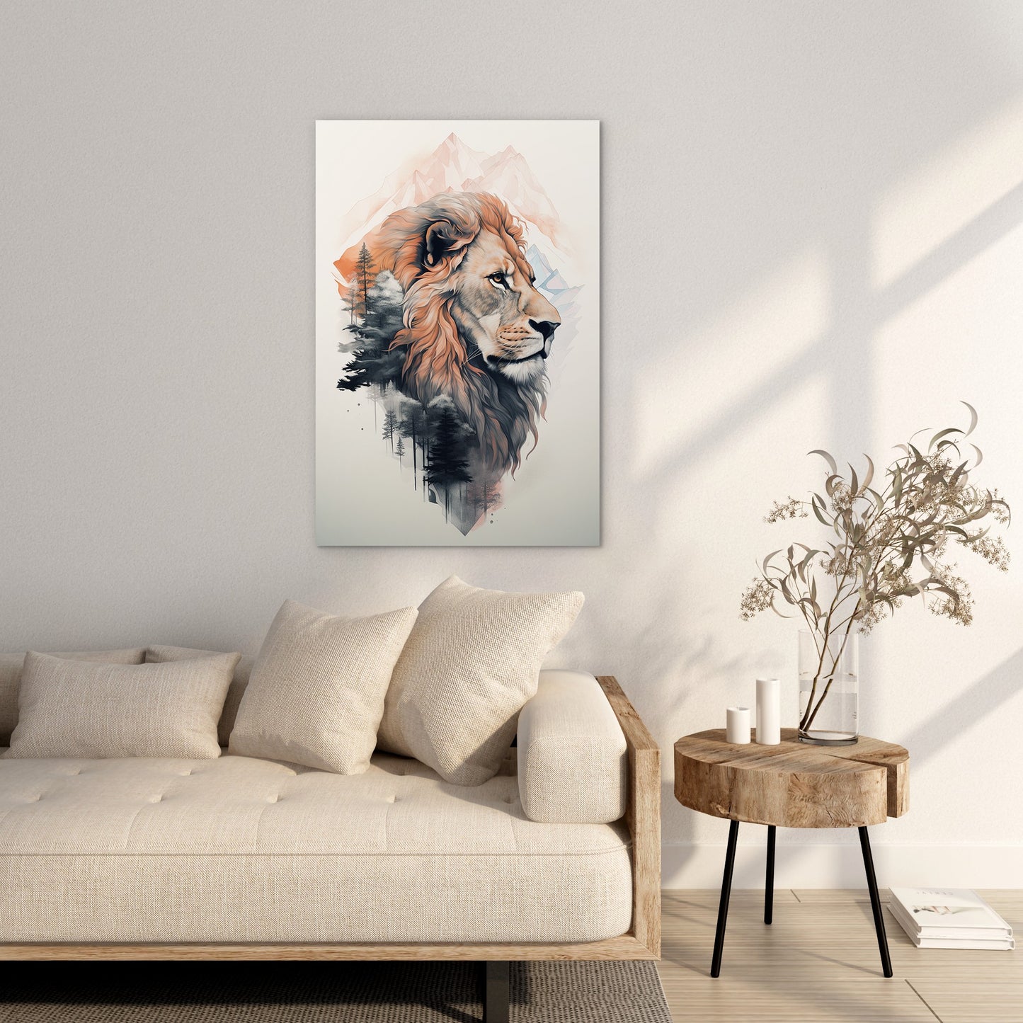 Lion and mountain Wall Art