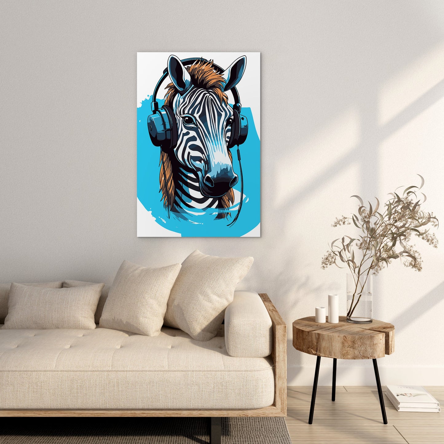 Zebra Listening To Music Wall Art