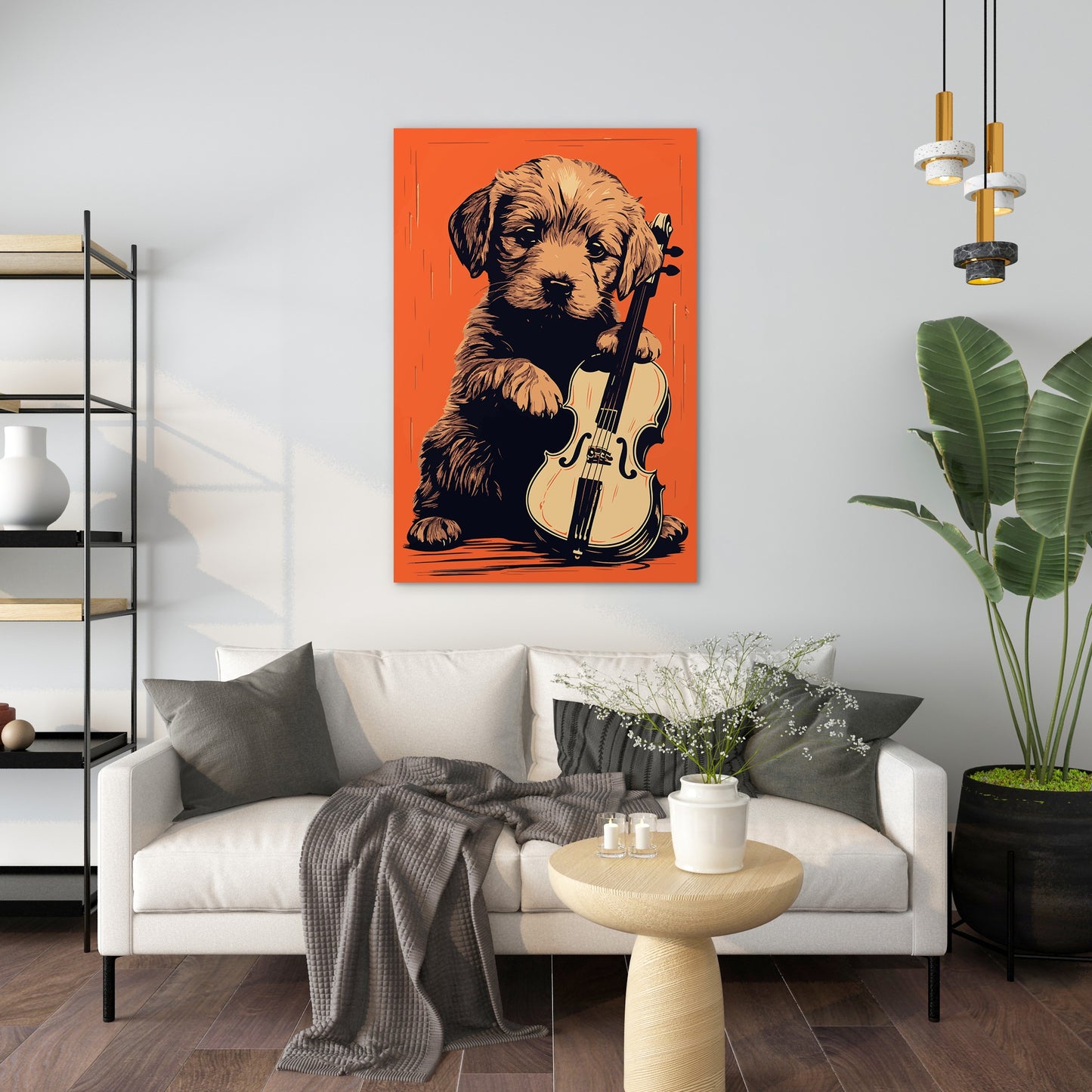 Puppy Playing Violin Wall Art
