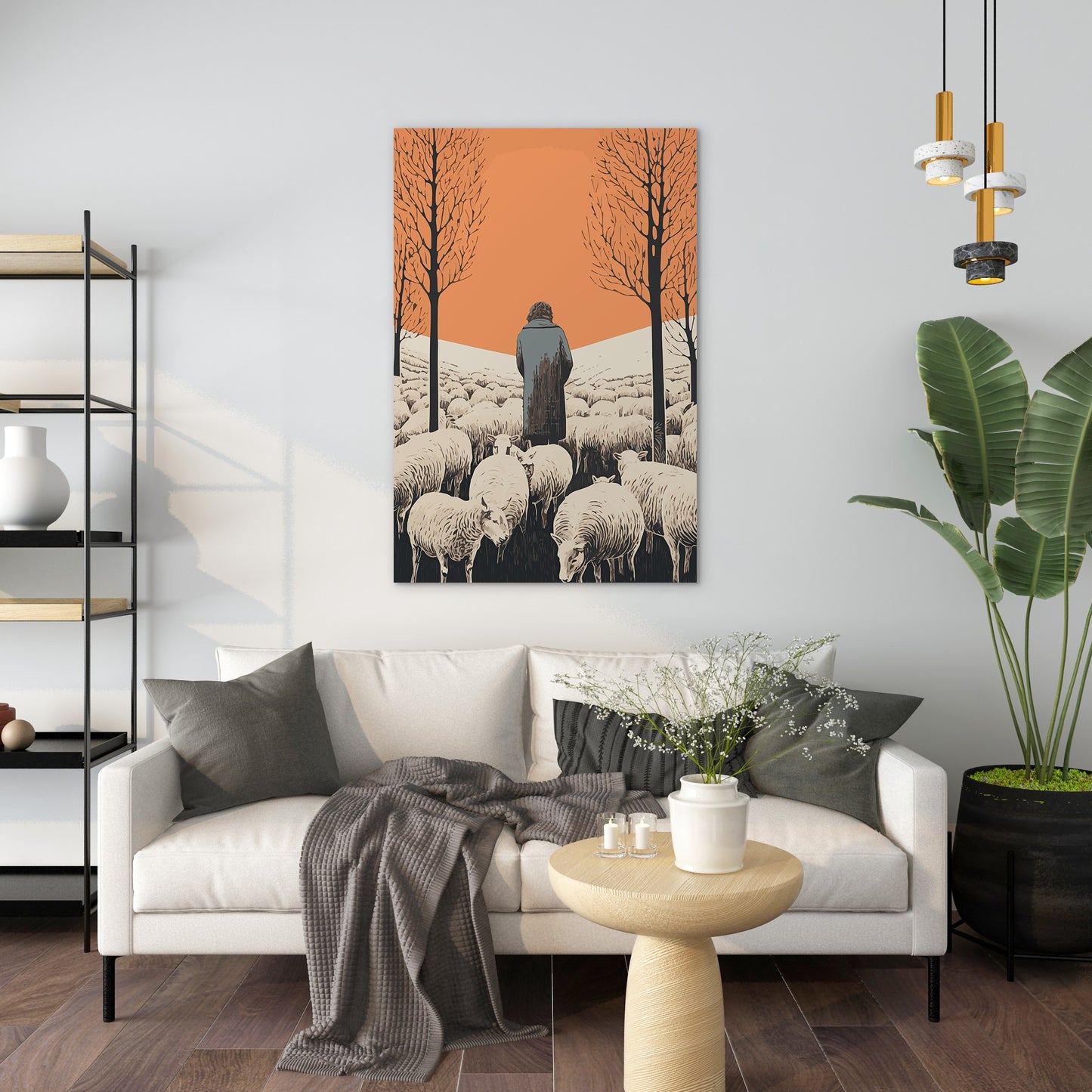The Shepherd's Serenade with the Sheep Wall Art