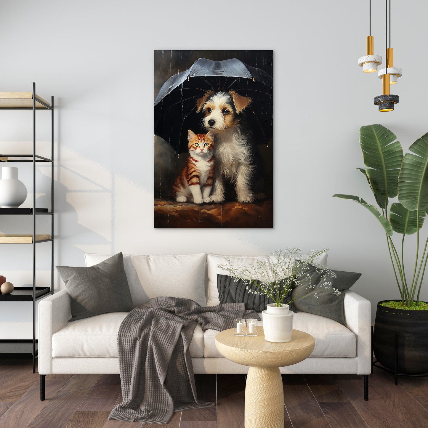 The Heartwarming Friendship of Dog and Cat Wall Art