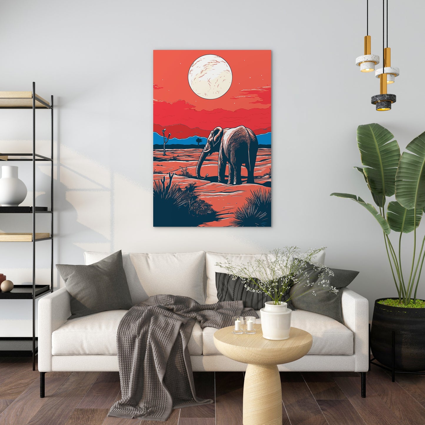 Elephant and Sunset Wall Art
