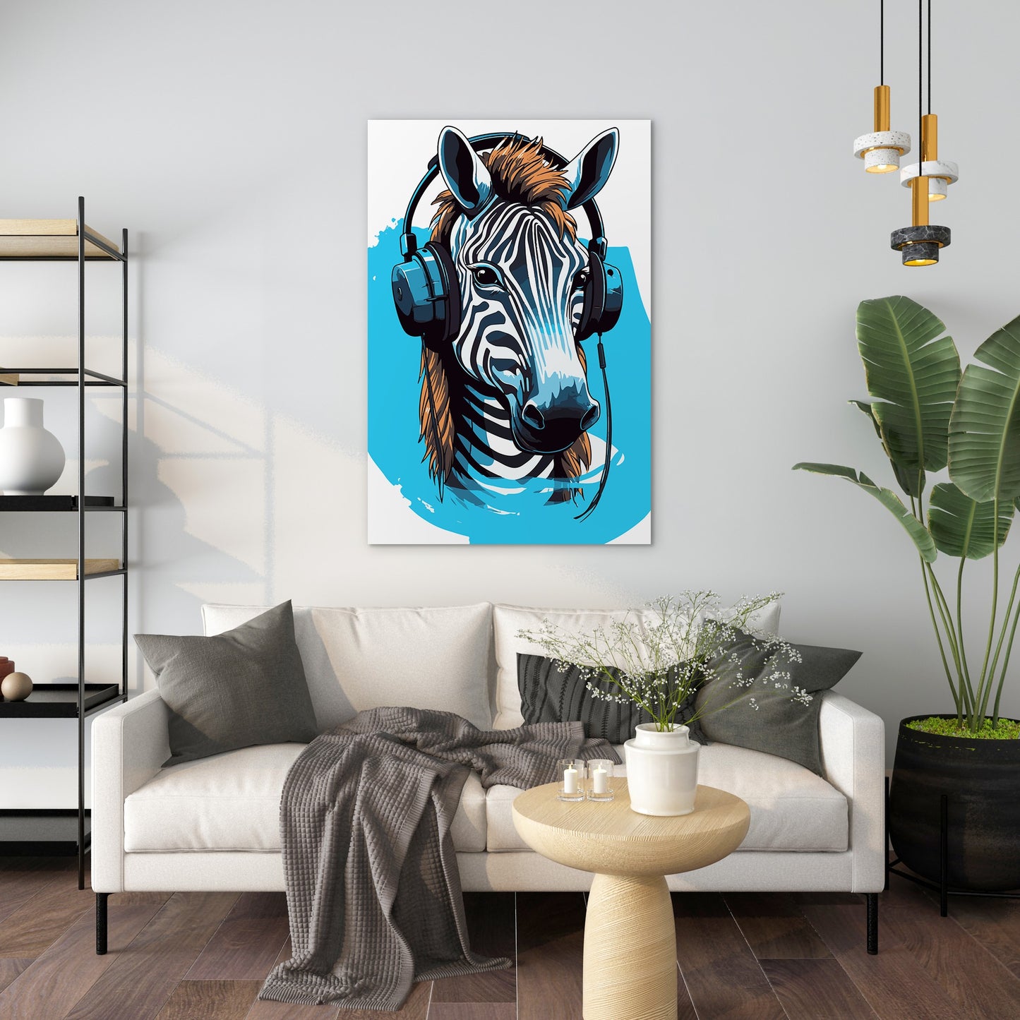 Zebra Listening To Music Wall Art