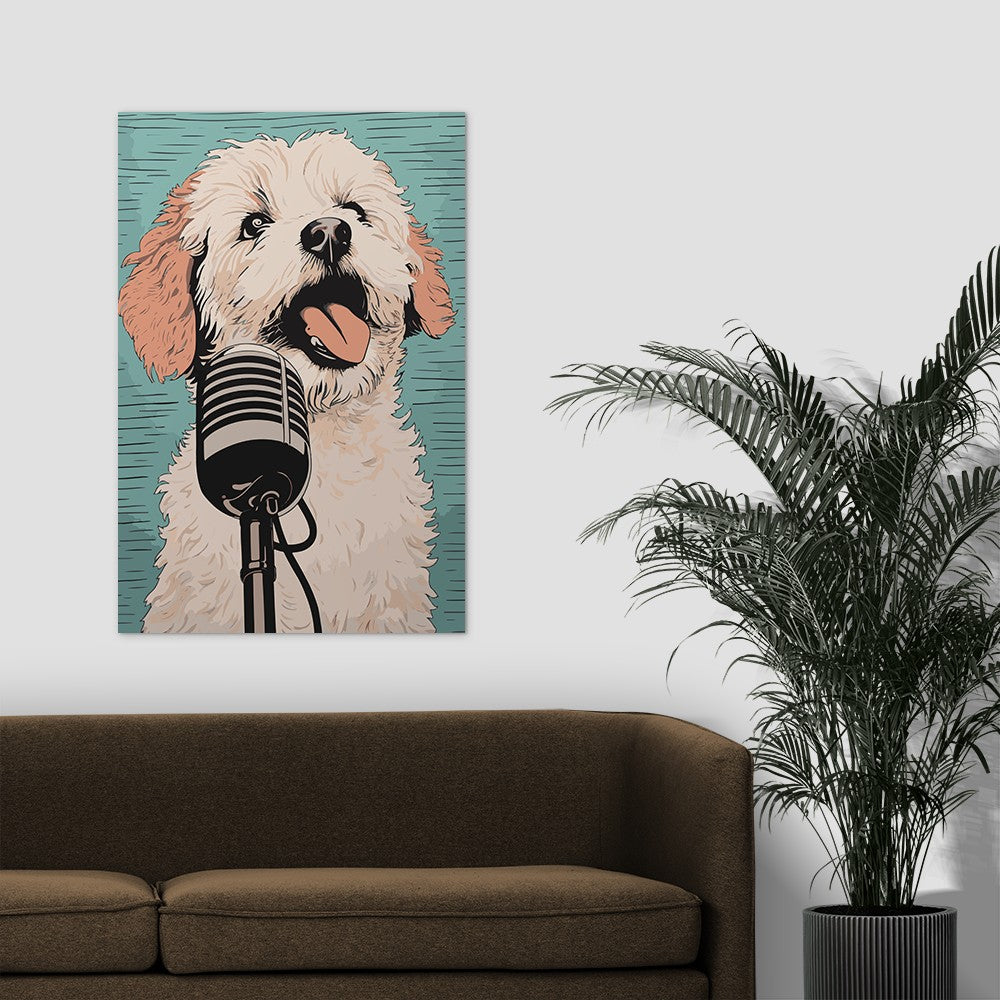 A Playful Puppy Singing Wall Art