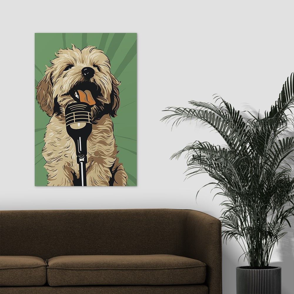 Adorable Puppy Singing Bliss Wall Art