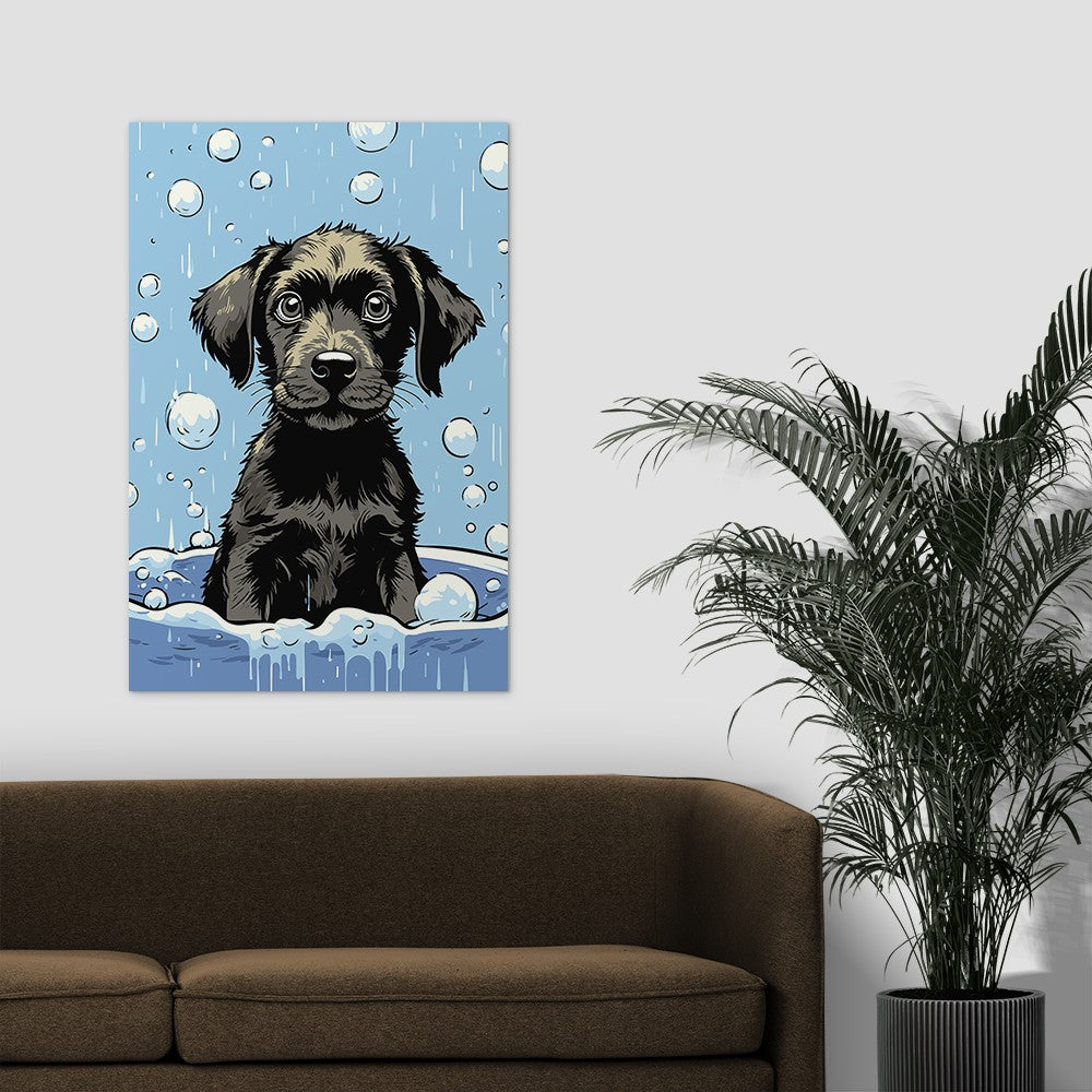 Cute Puppy Enjoys Bath Wall Art