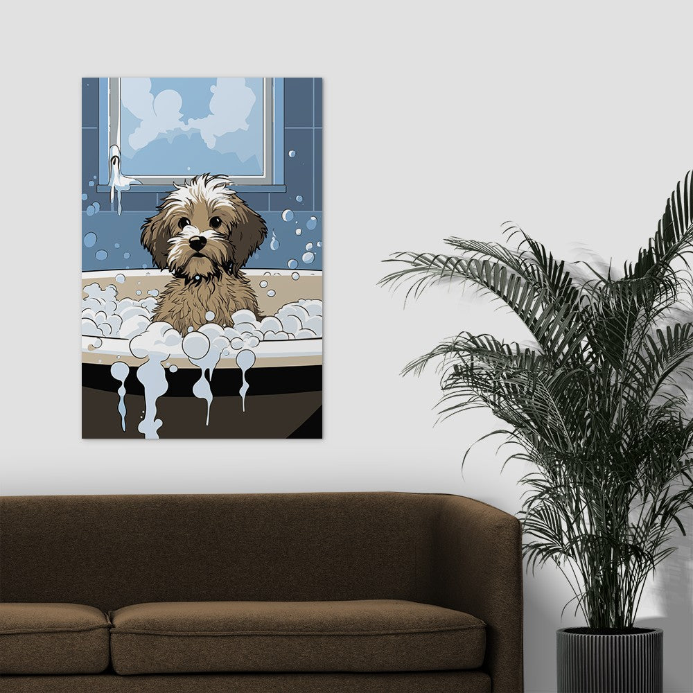 Puppy in Bubbly Bathtub Wall Art