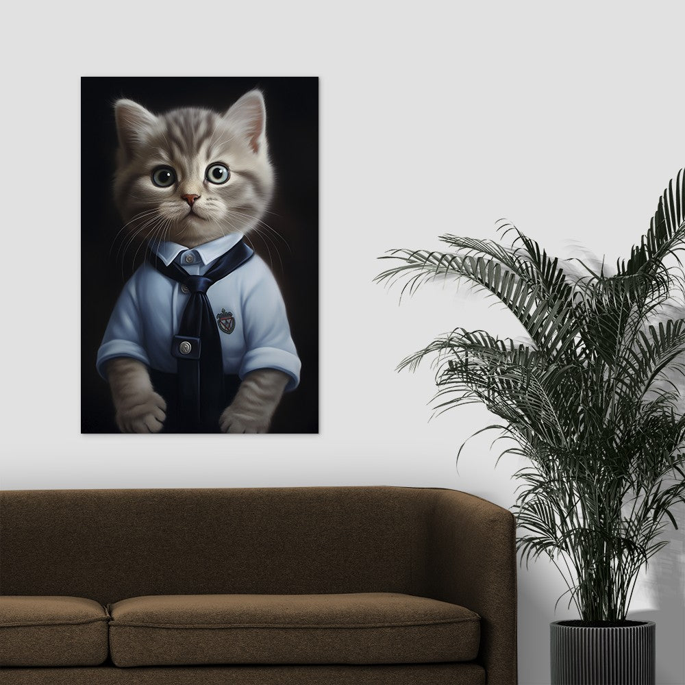 Cat in School Dress Wall Art