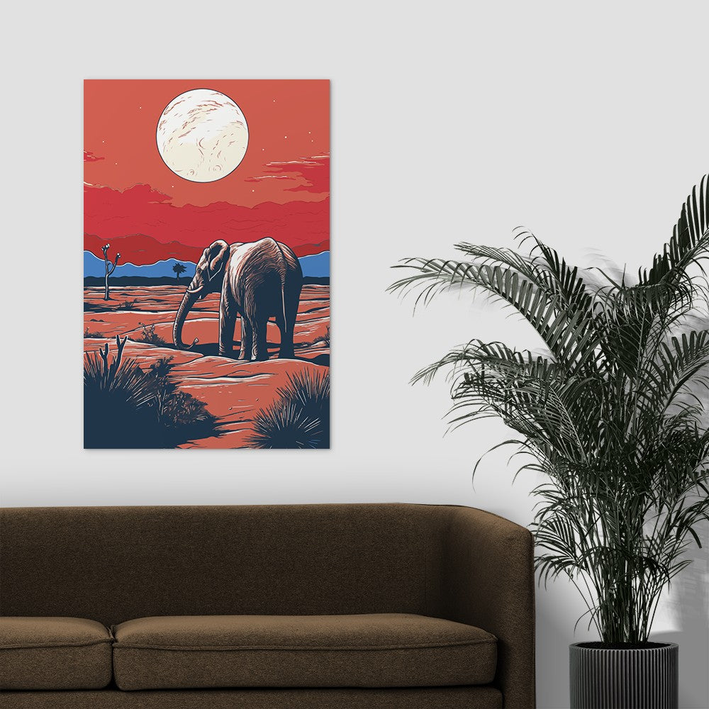 Elephant and Sunset Wall Art
