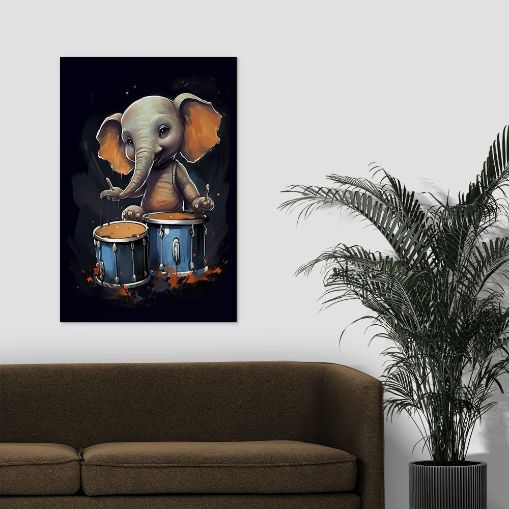 The Drumming Elephant Wall Art