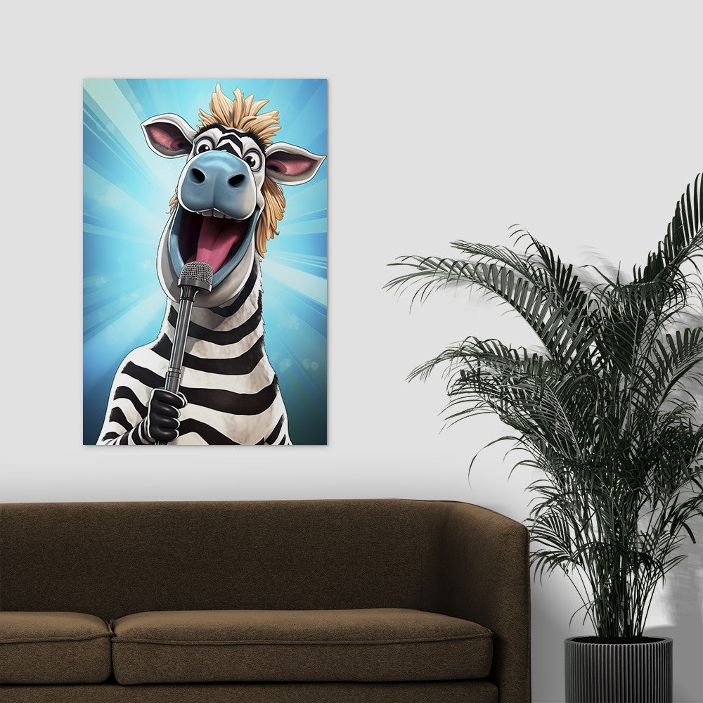 The Singing Zebra Funny Wall Art