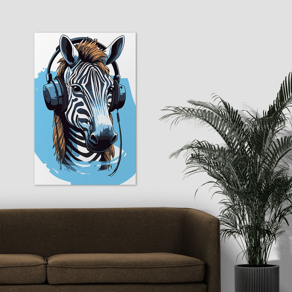 Zebra Listening To Music Wall Art