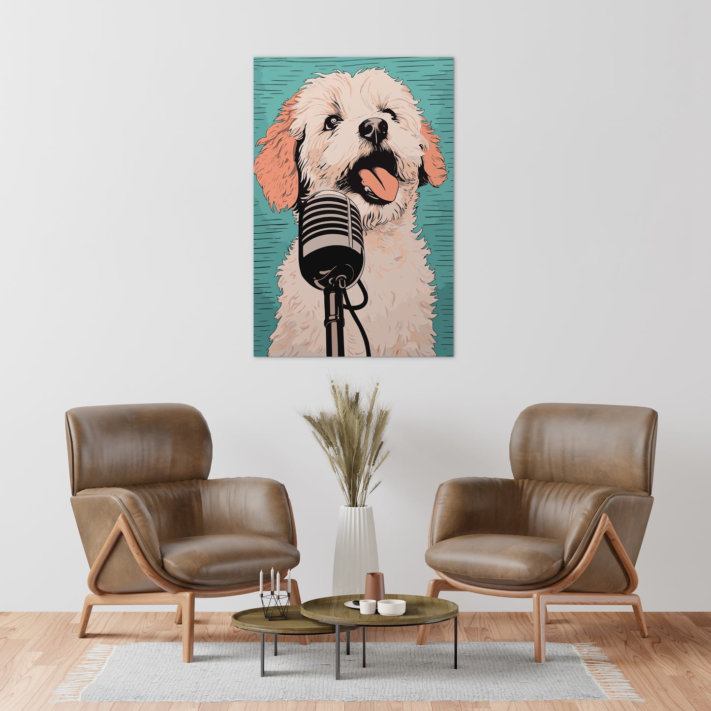 A Playful Puppy Singing Wall Art