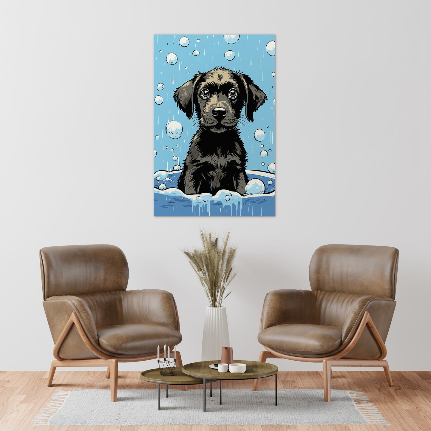 Cute Puppy Enjoys Bath Wall Art