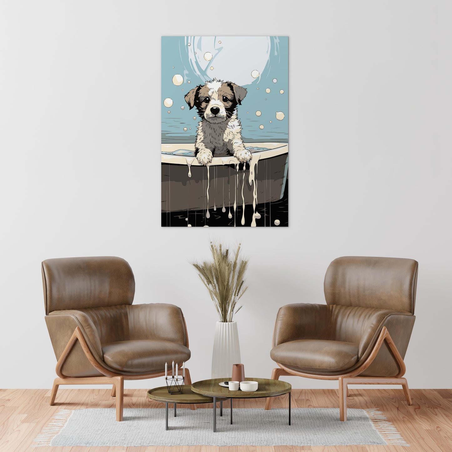 Puppy in Bathtub Wall Art