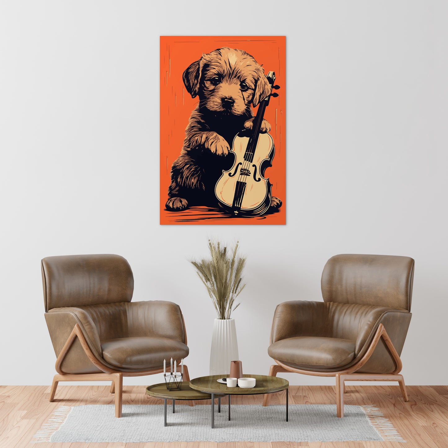 Puppy Playing Violin Wall Art