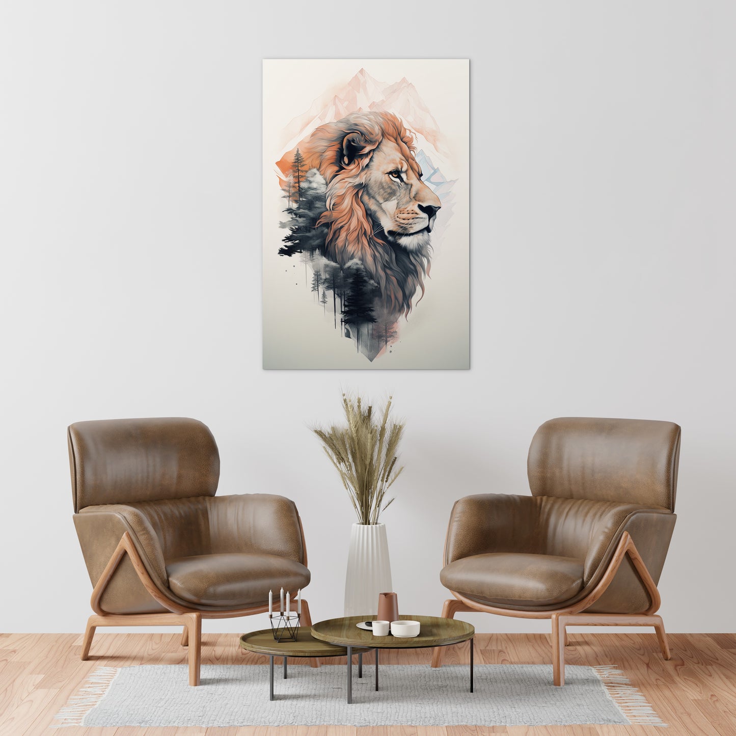 Lion and mountain Wall Art