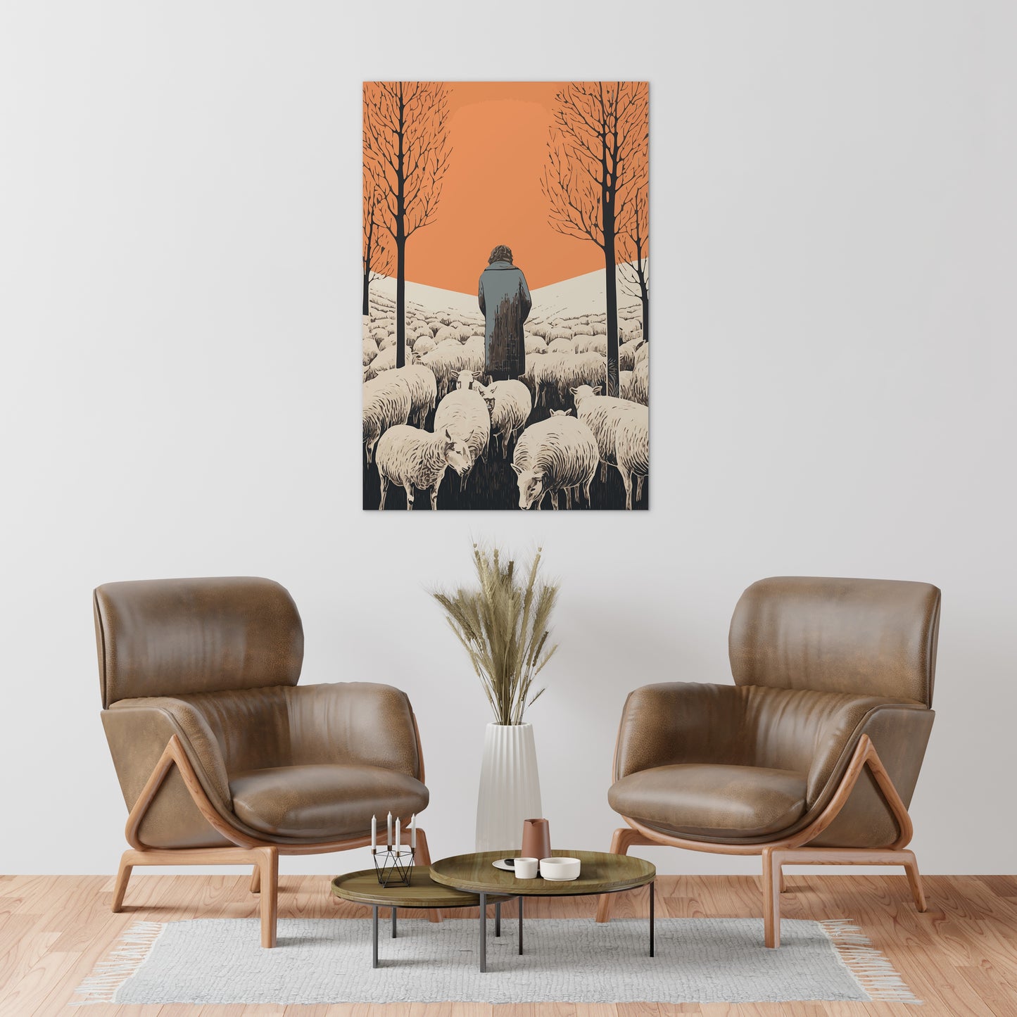 The Shepherd's Serenade with the Sheep Wall Art