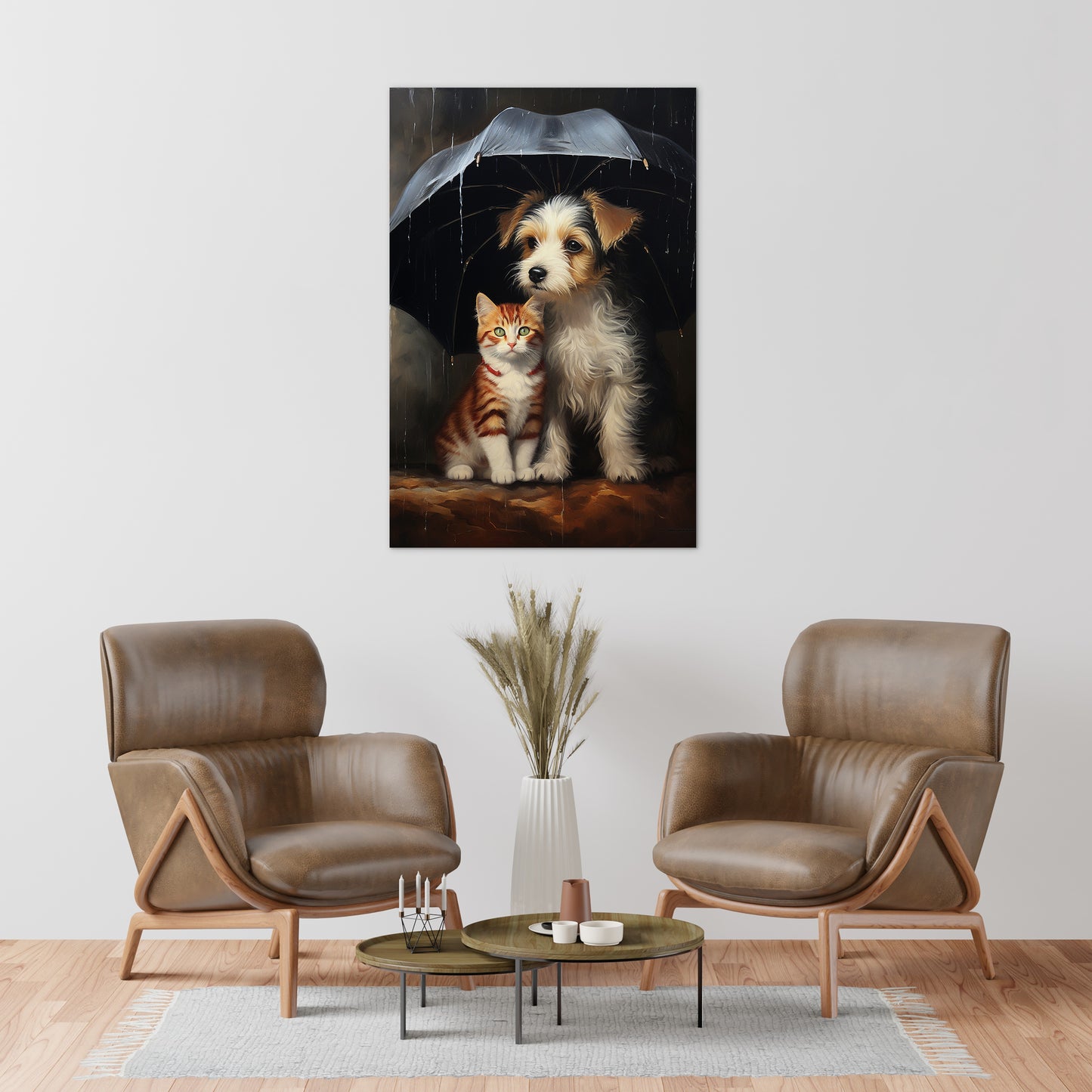 The Heartwarming Friendship of Dog and Cat Wall Art