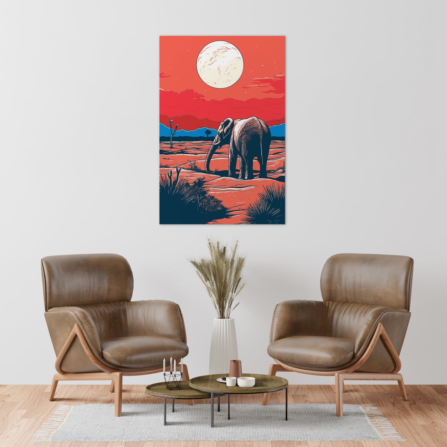 Elephant and Sunset Wall Art