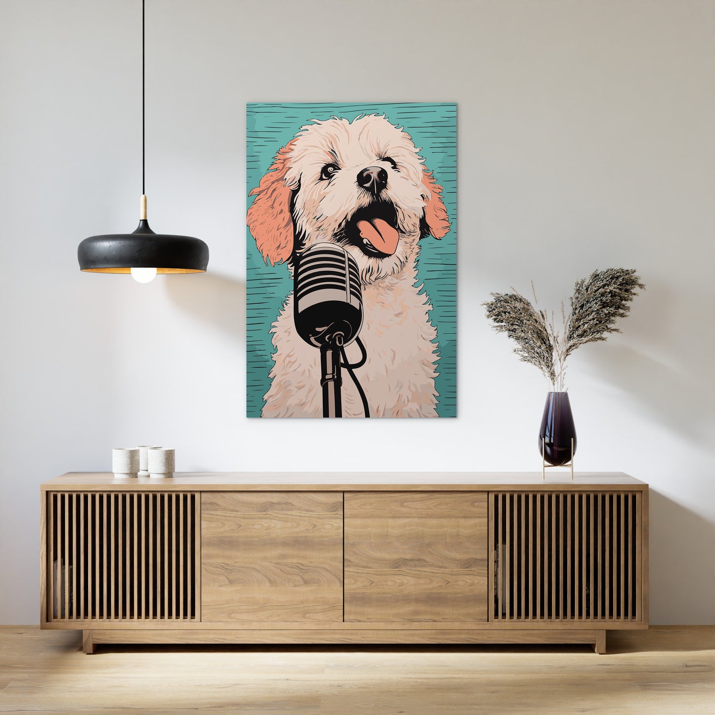 A Playful Puppy Singing Wall Art