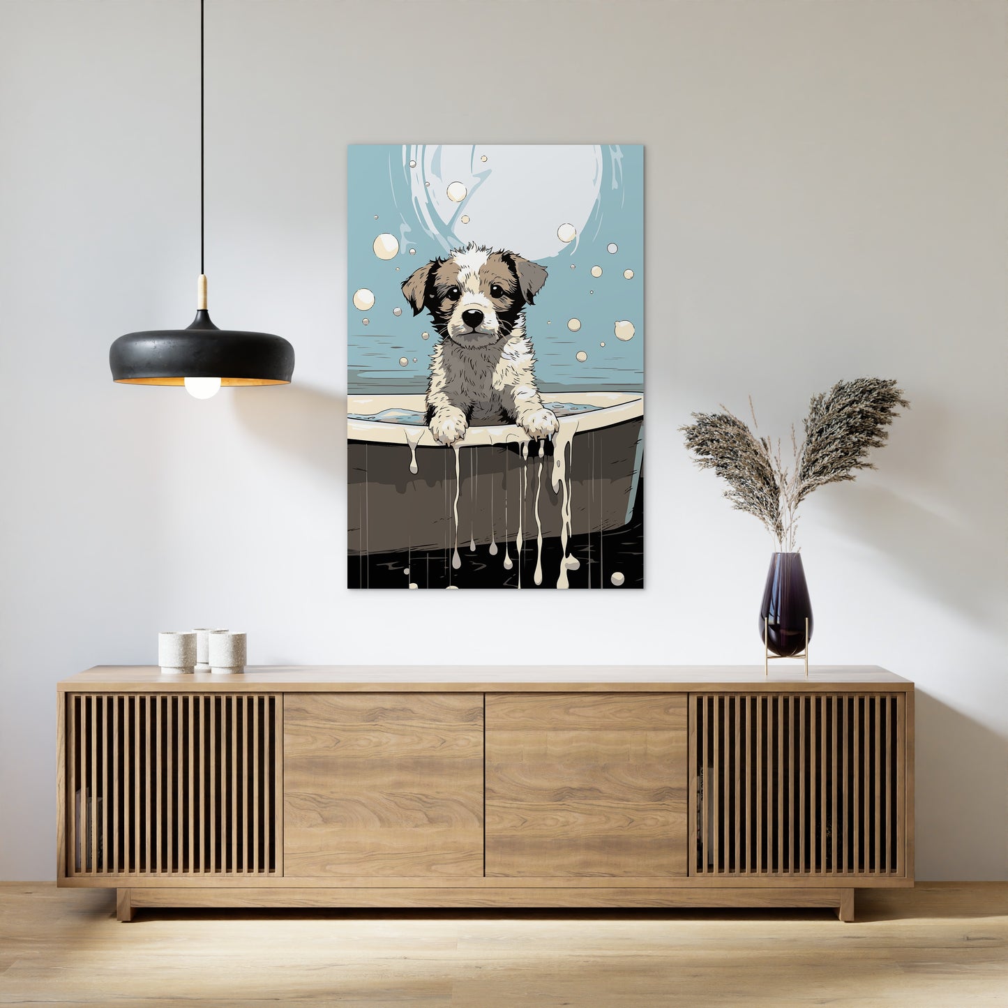 Puppy in Bathtub Wall Art