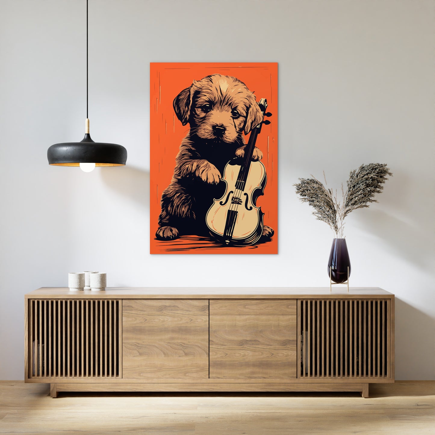 Puppy Playing Violin Wall Art