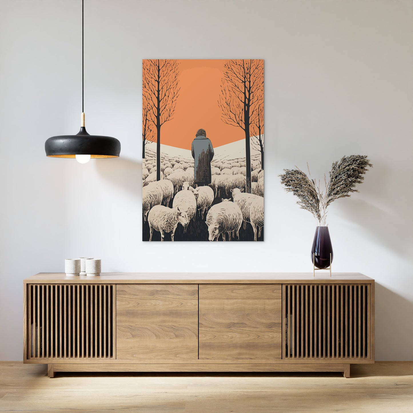 The Shepherd's Serenade with the Sheep Wall Art