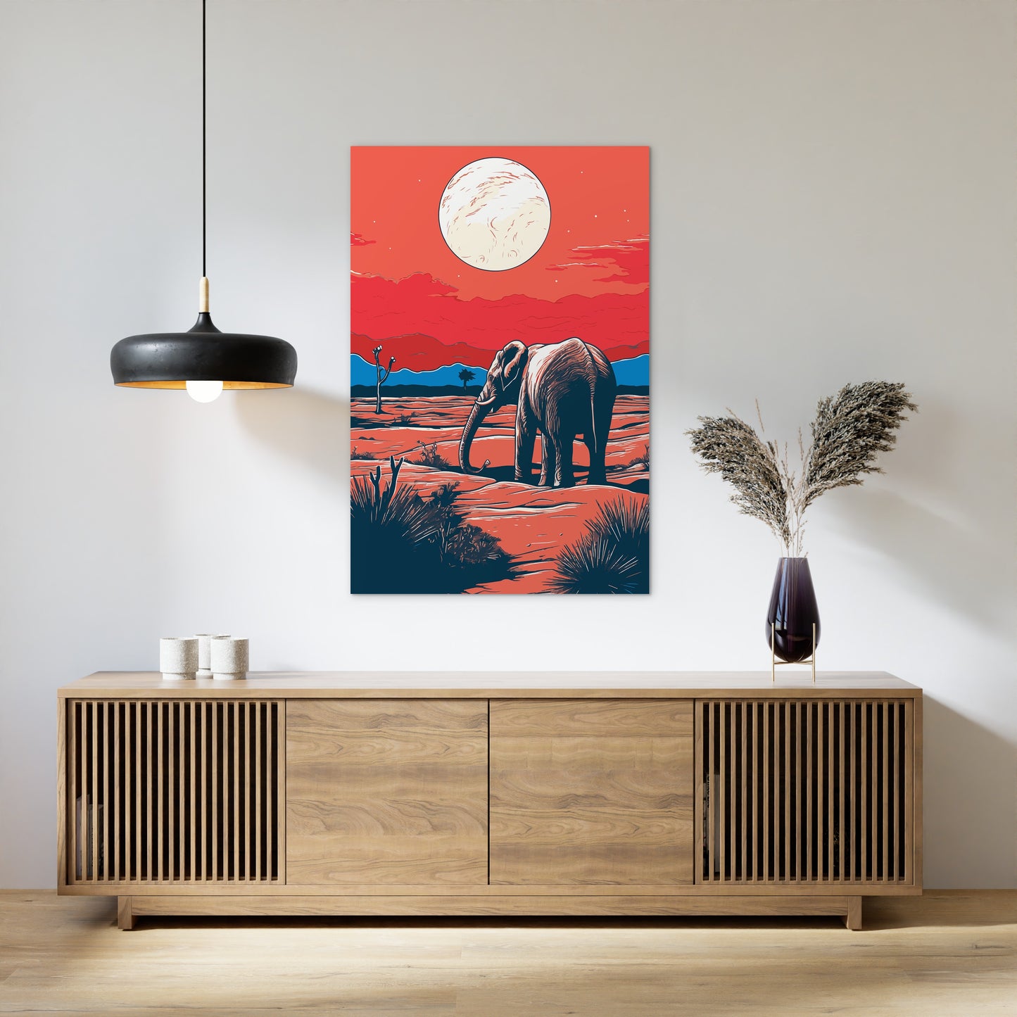 Elephant and Sunset Wall Art