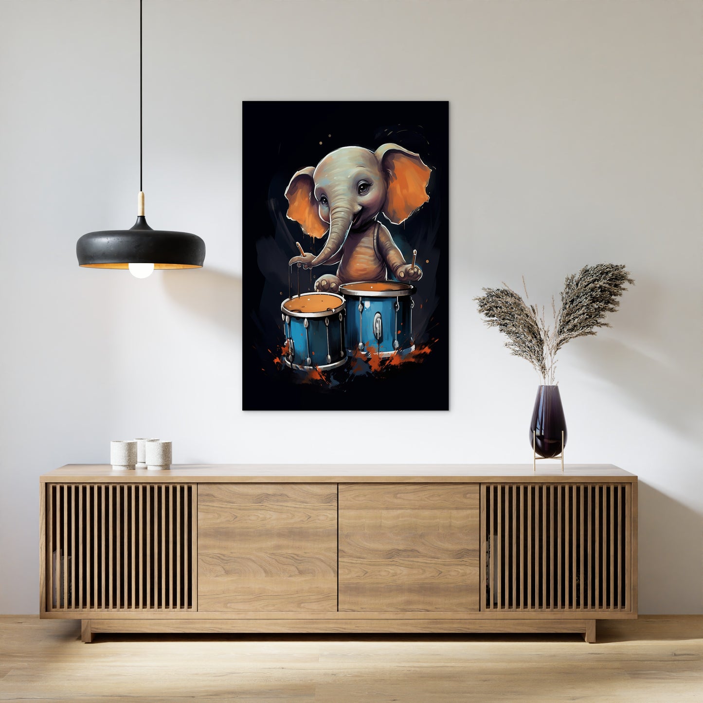 The Drumming Elephant Wall Art