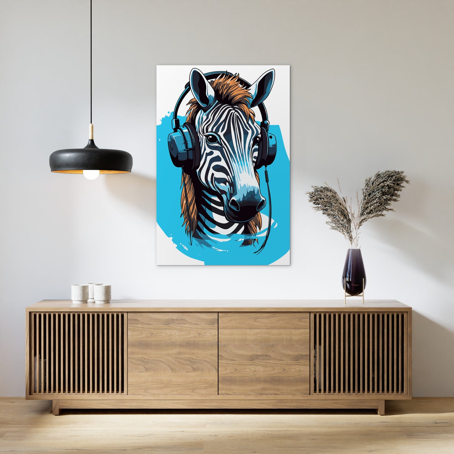 Zebra Listening To Music Wall Art