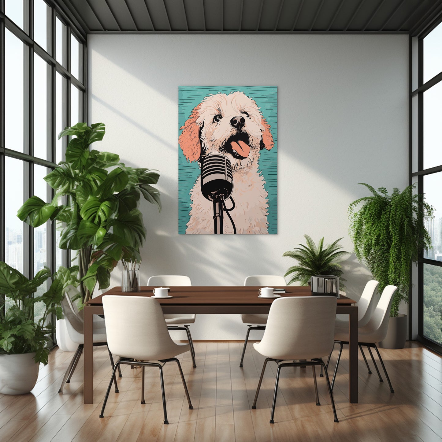 A Playful Puppy Singing Wall Art
