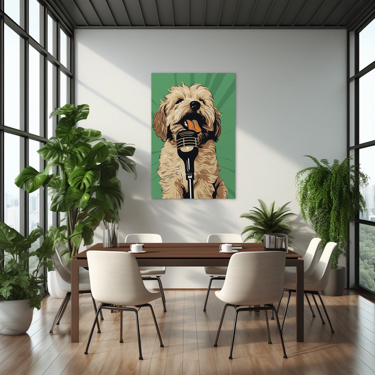 Adorable Puppy Singing Bliss Wall Art