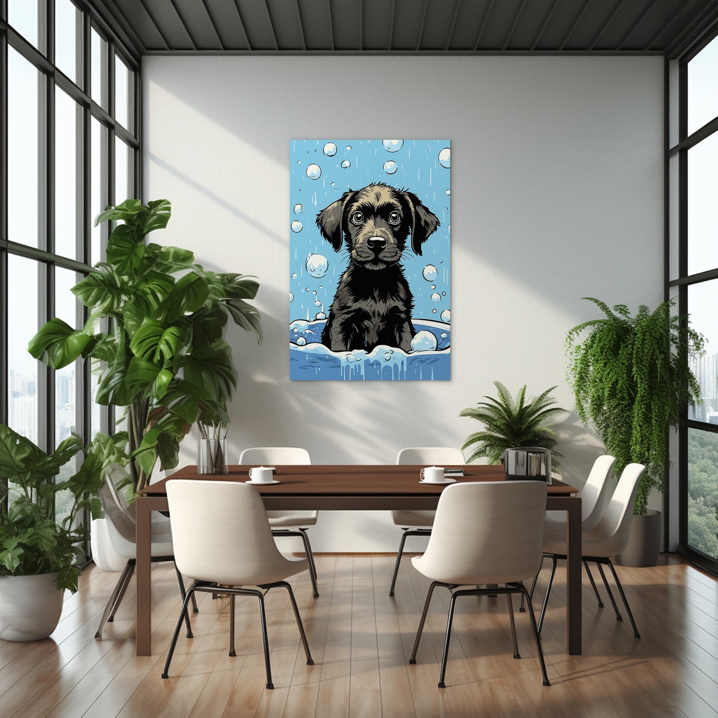 Cute Puppy Enjoys Bath Wall Art