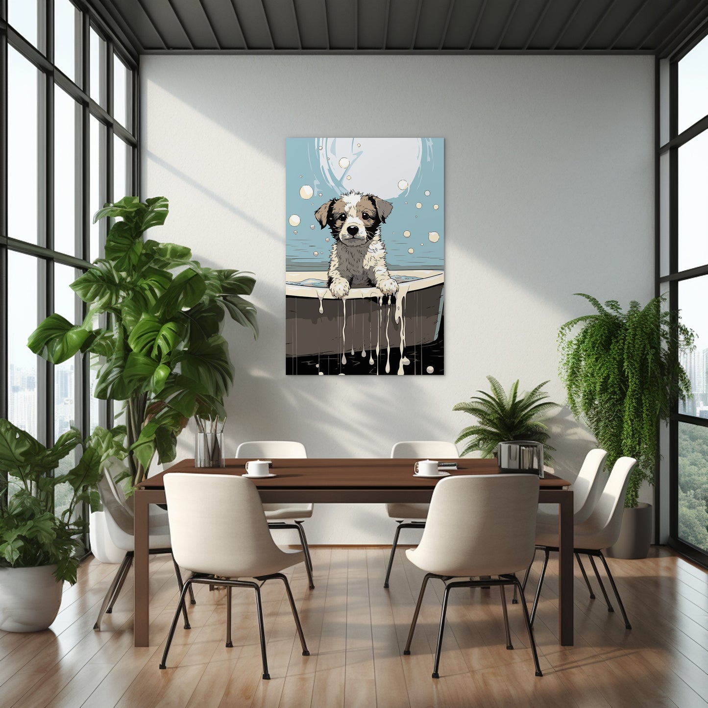 Puppy in Bathtub Wall Art