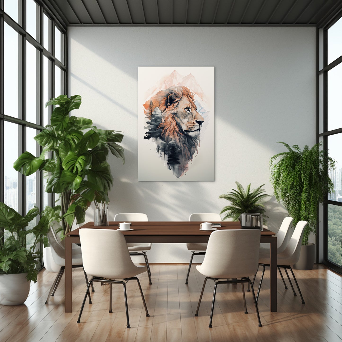 Lion and mountain Wall Art