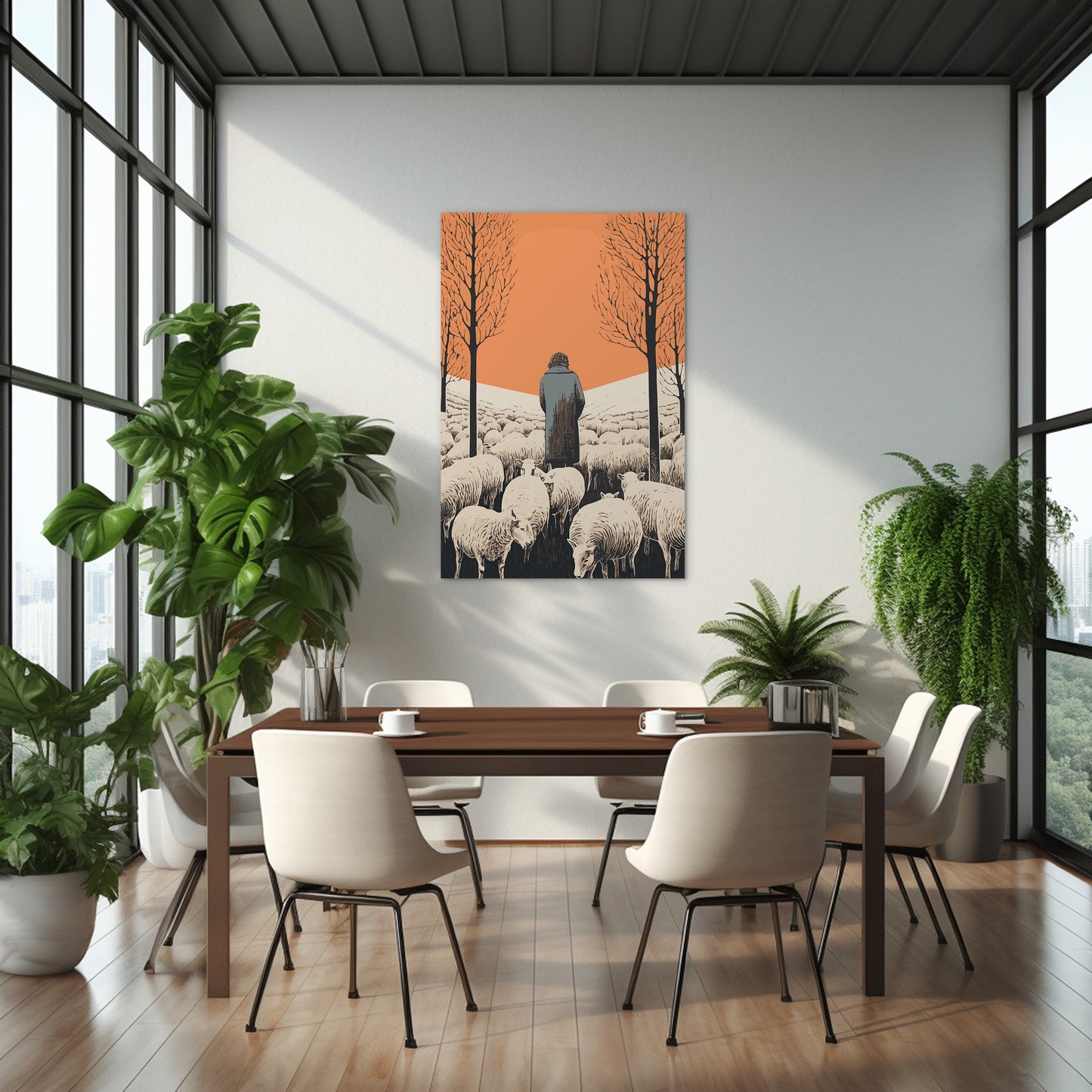 The Shepherd's Serenade with the Sheep Wall Art