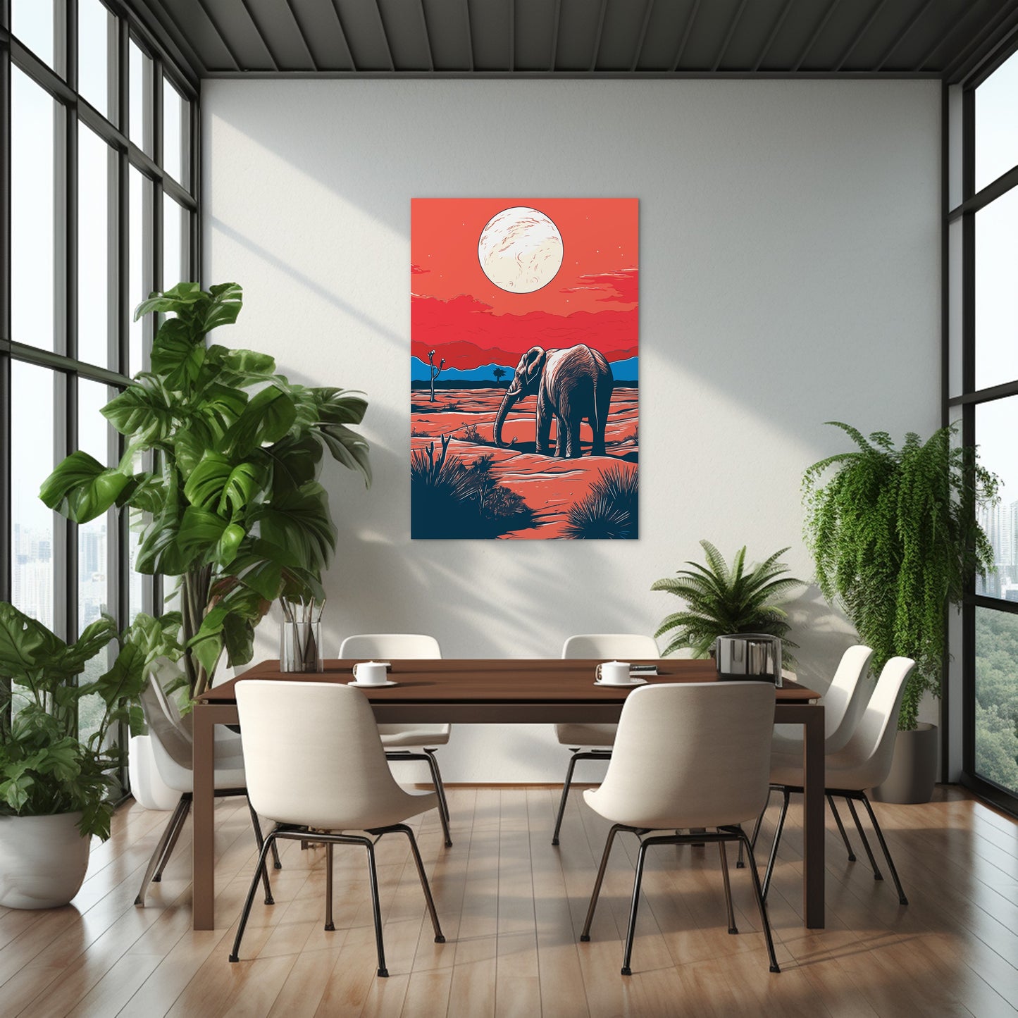Elephant and Sunset Wall Art