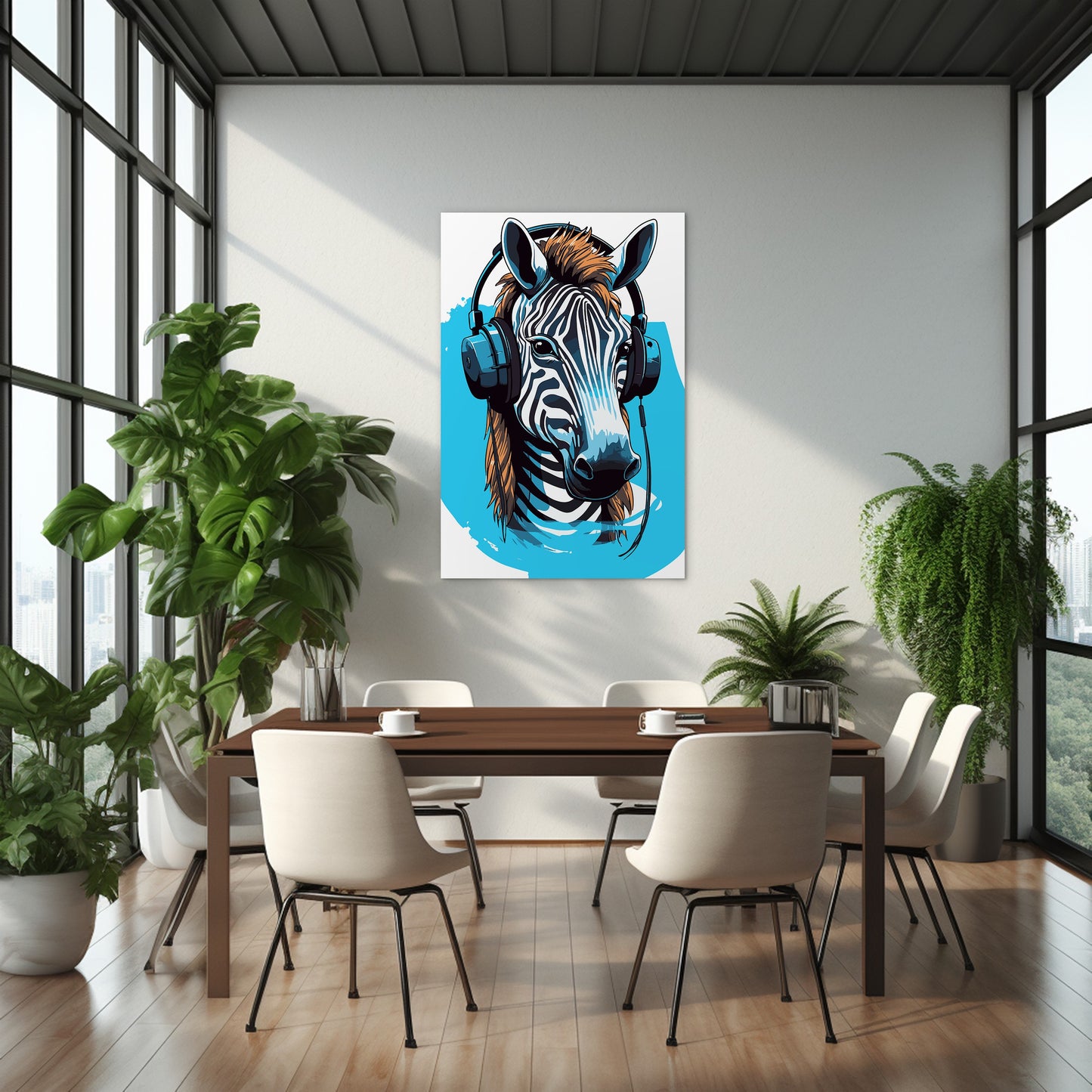Zebra Listening To Music Wall Art