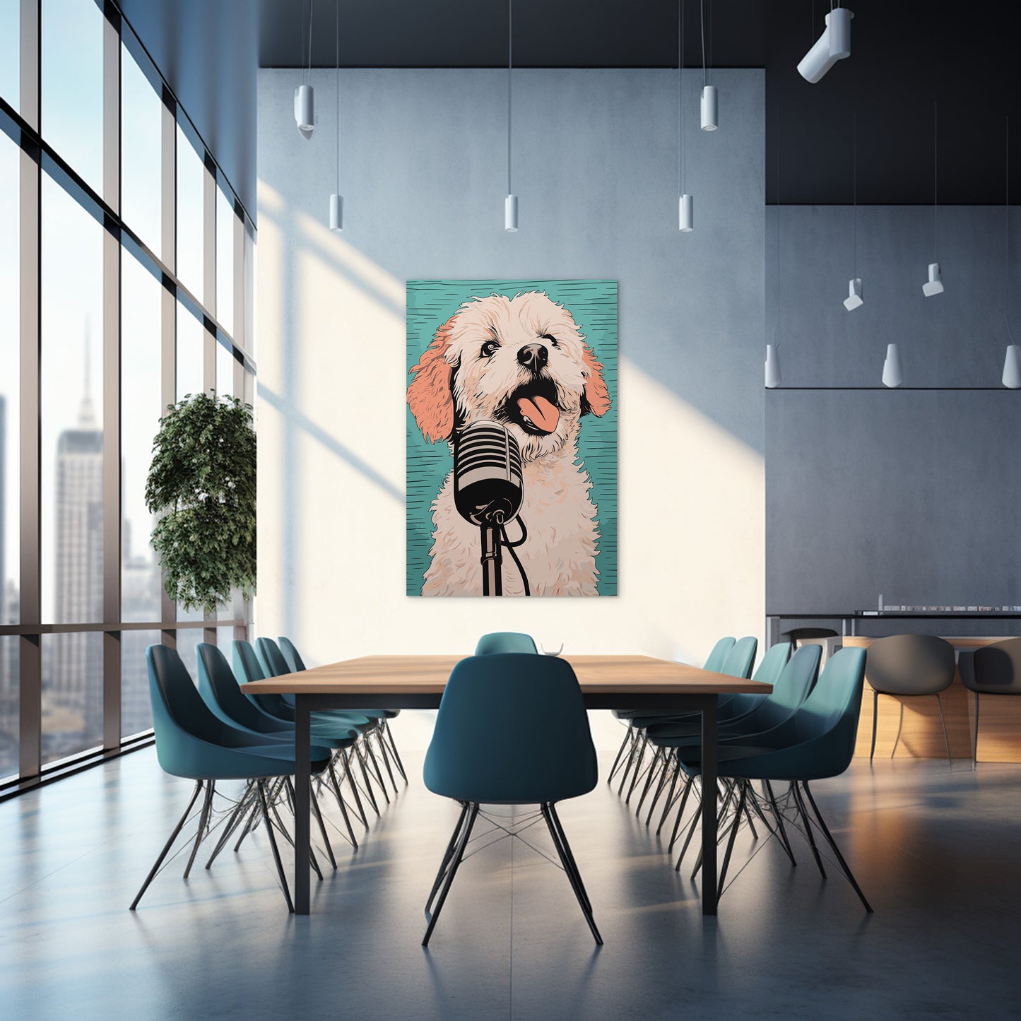 A Playful Puppy Singing Wall Art