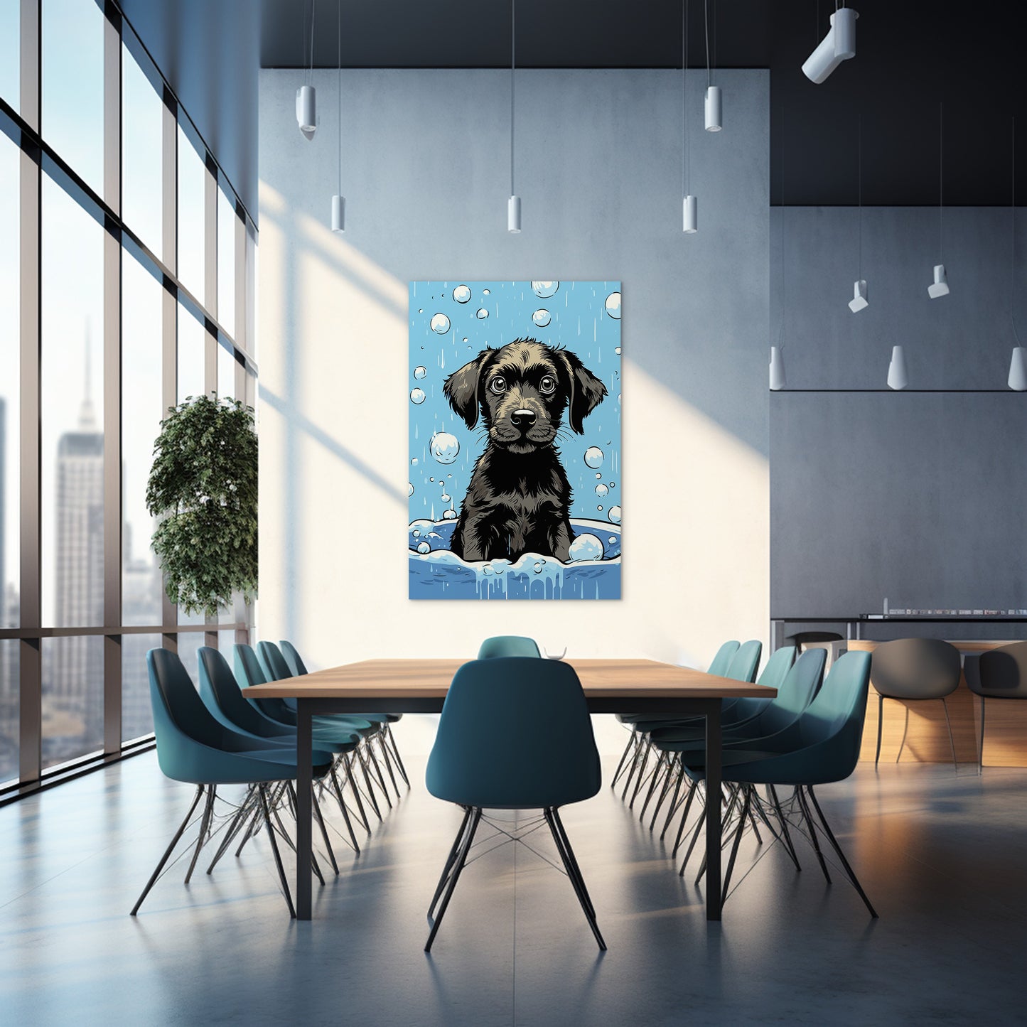 Cute Puppy Enjoys Bath Wall Art