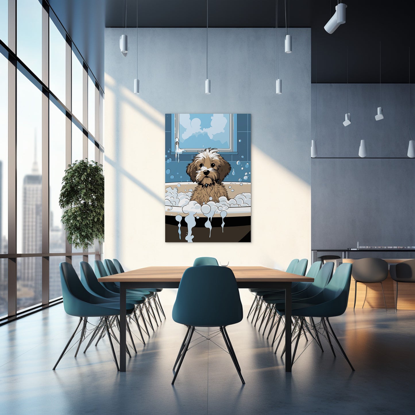 Puppy in Bubbly Bathtub Wall Art