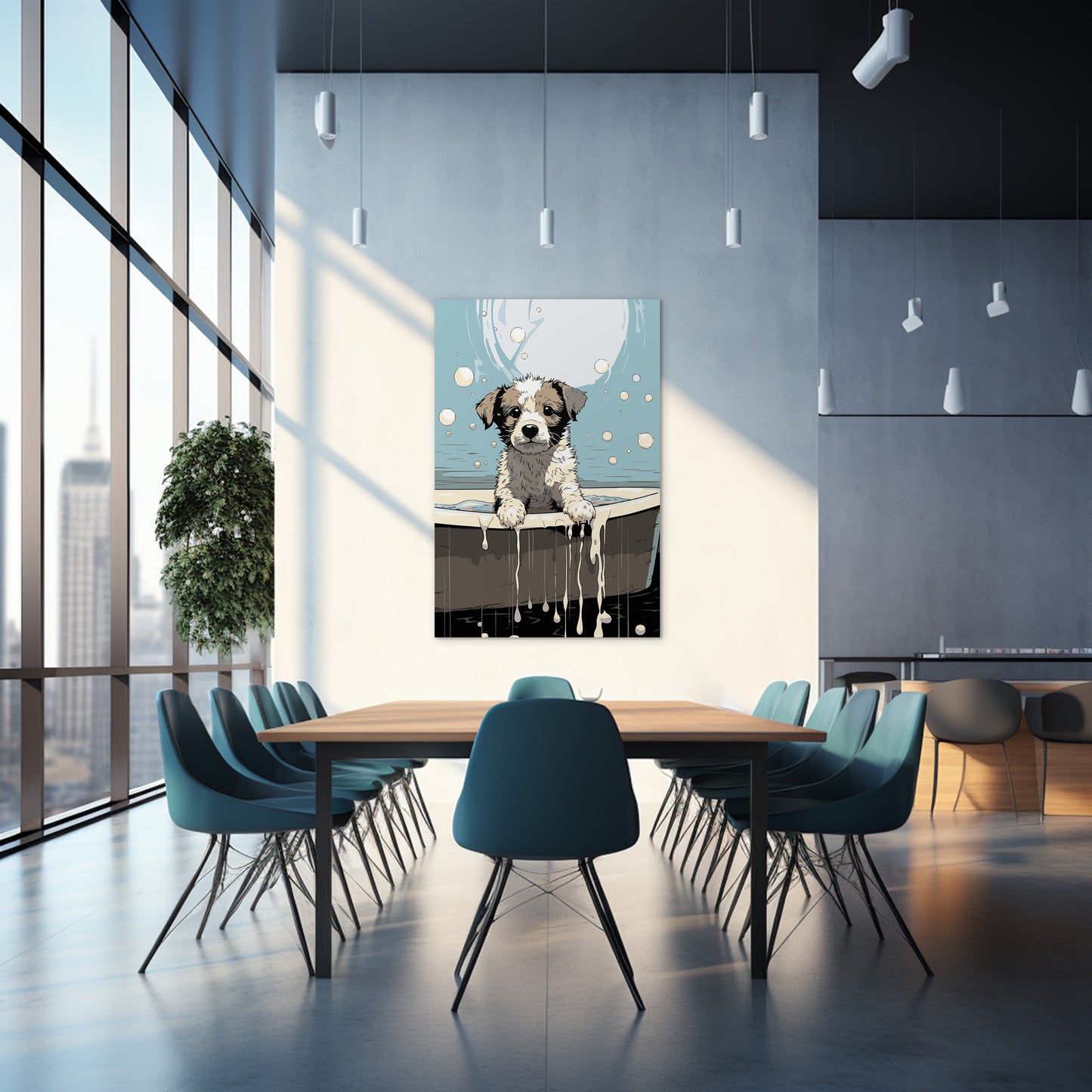 Puppy in Bathtub Wall Art