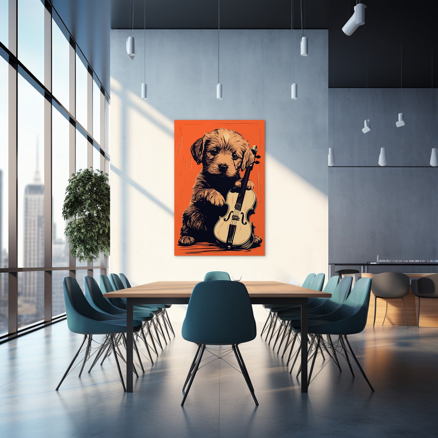 Puppy Playing Violin Wall Art